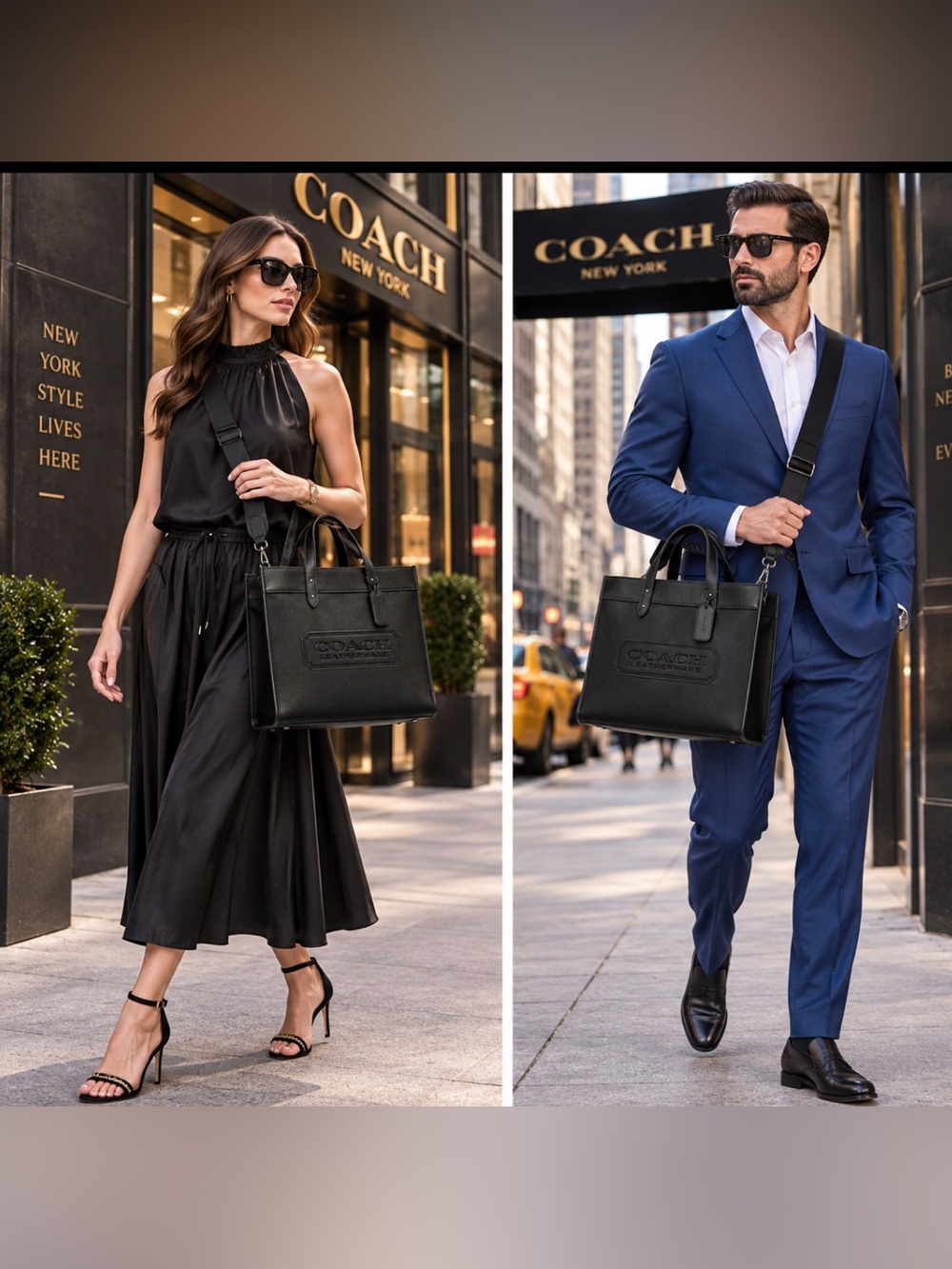 Coach Field 4884 Tote 40 JT/Black with coach badge NWT